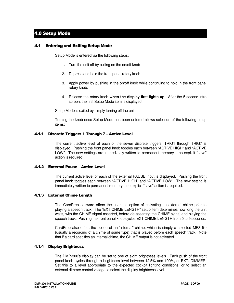 Avionics Innovations DMP-300 (MP3 Player) Installation Manual User Manual | Page 12 / 20