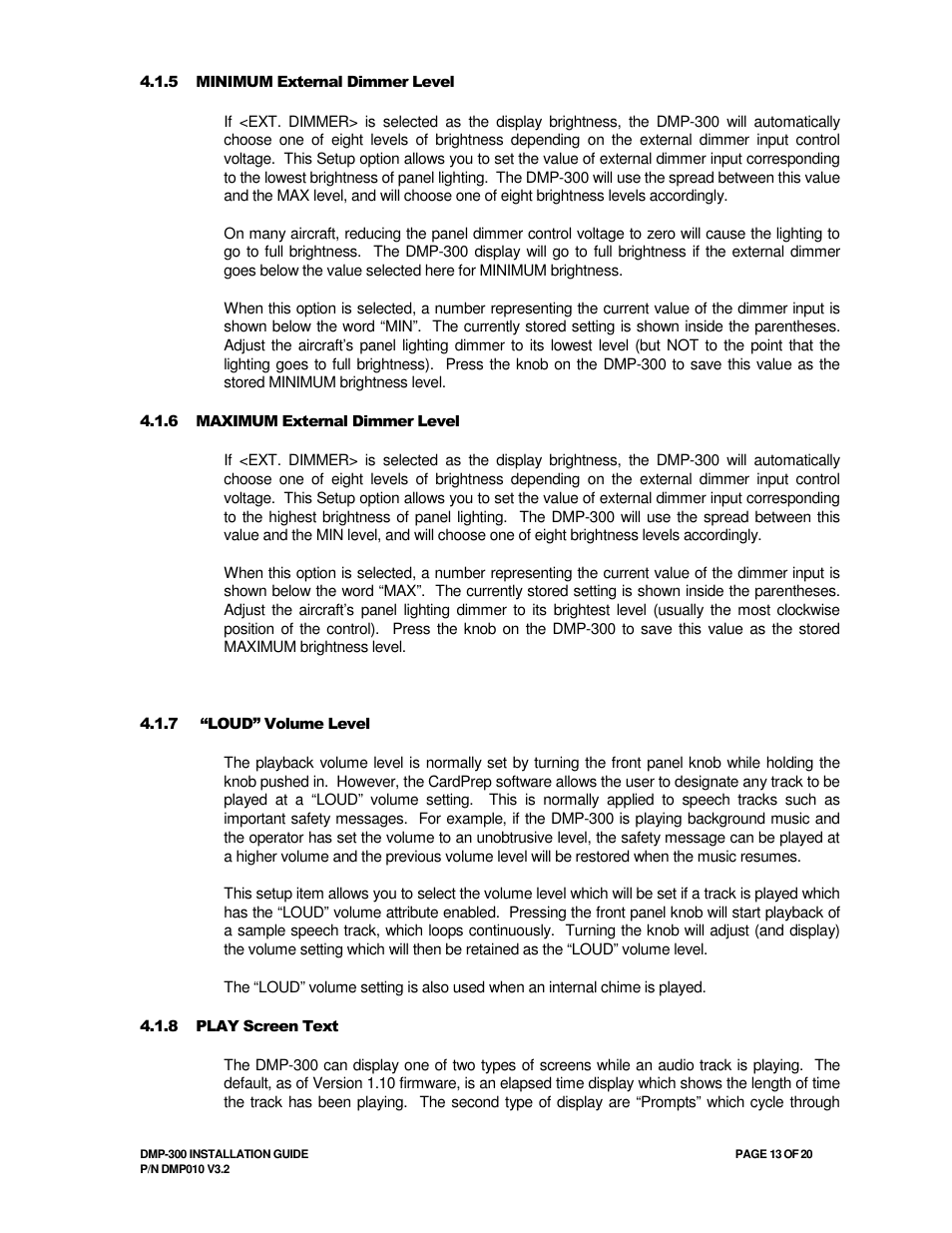 Avionics Innovations DMP-300 (MP3 Player) Installation Manual User Manual | Page 13 / 20