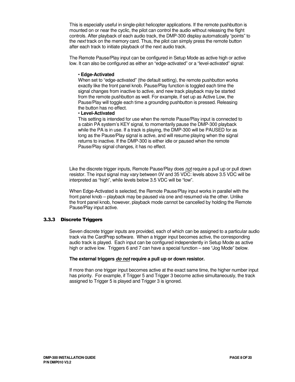 Avionics Innovations DMP-300 (MP3 Player) Installation Manual User Manual | Page 8 / 20