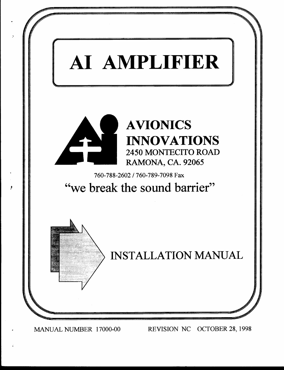 Avionics Innovations Speaker Amp User Manual | 5 pages