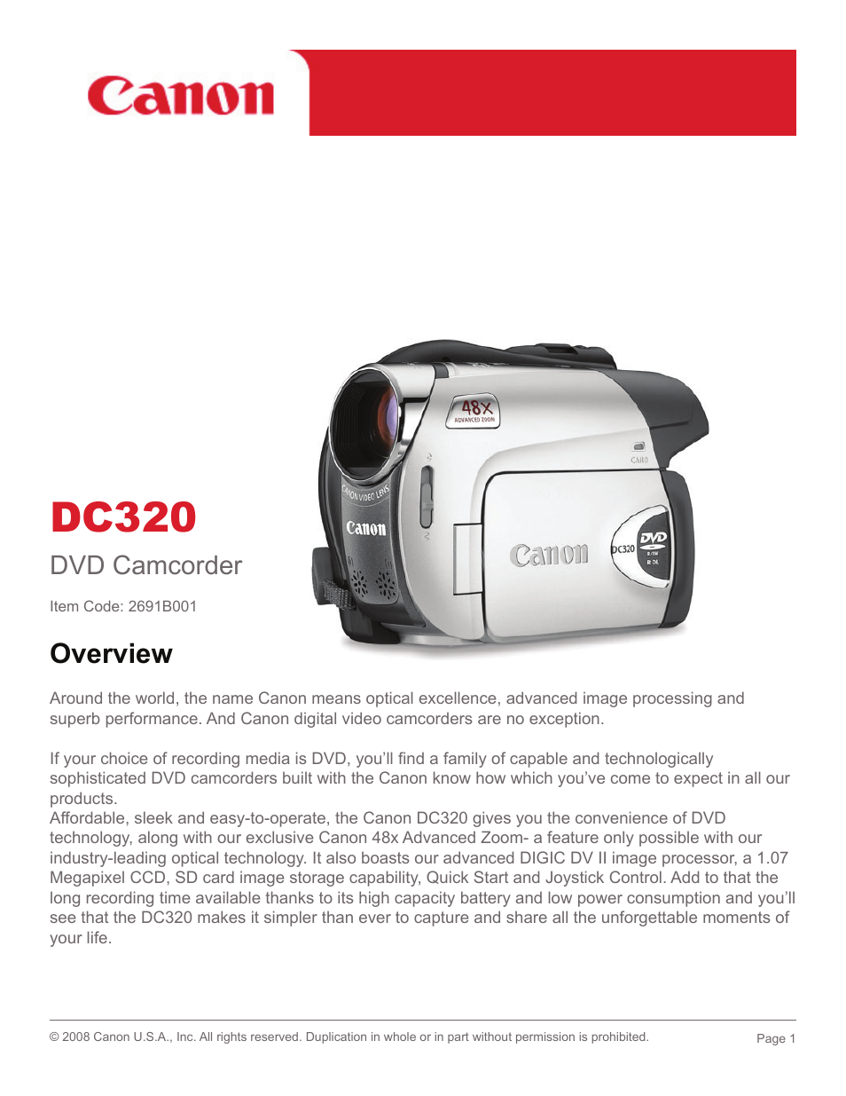 Canon DC 320 User Manual | 19 pages