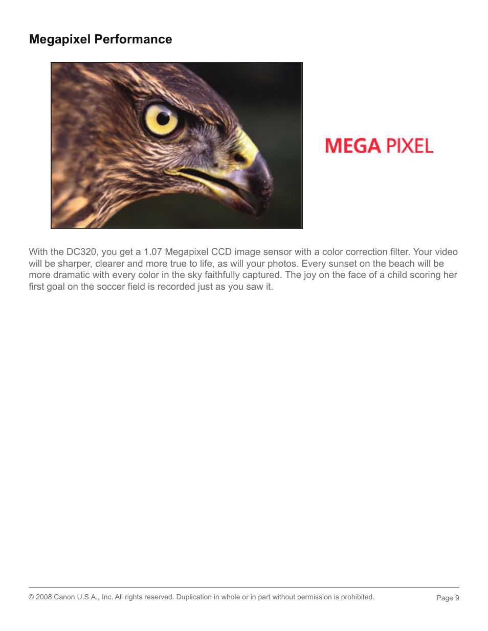 Megapixel performance | Canon DC 320 User Manual | Page 9 / 19