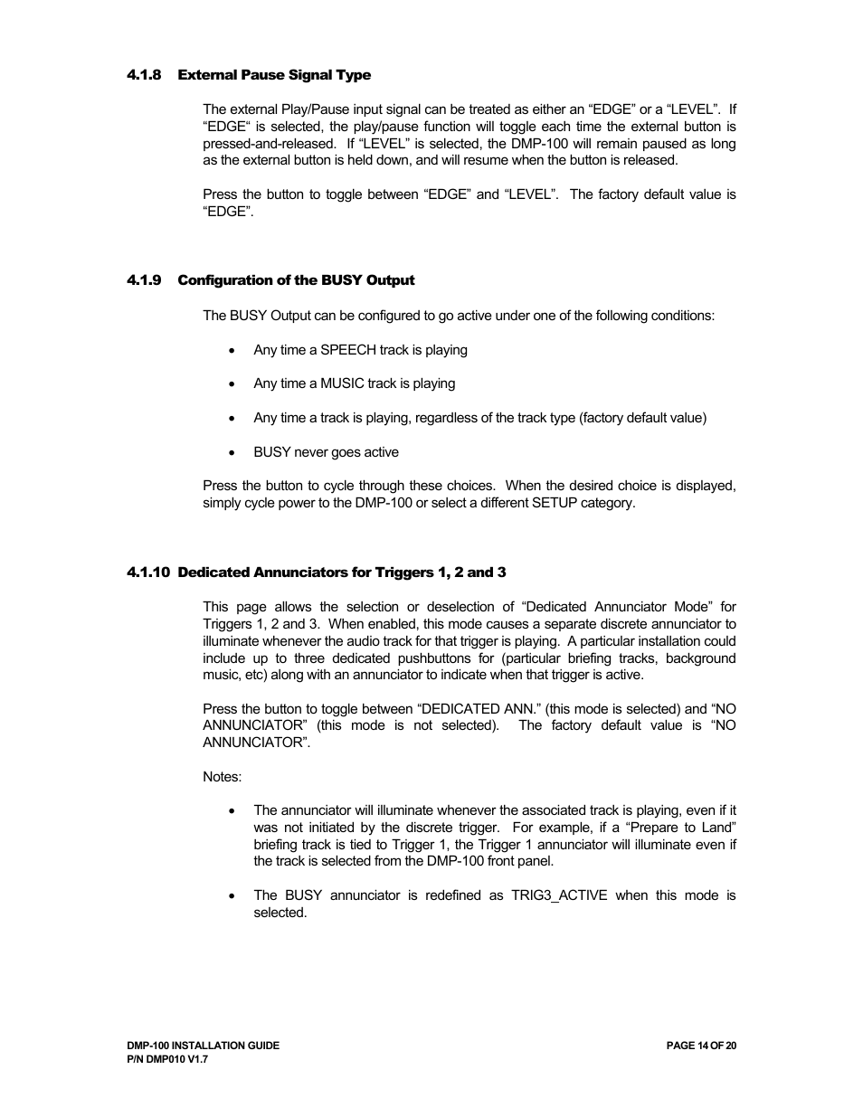Avionics Innovations DMP-100 (MP3 Player) Installation Manual User Manual | Page 14 / 20