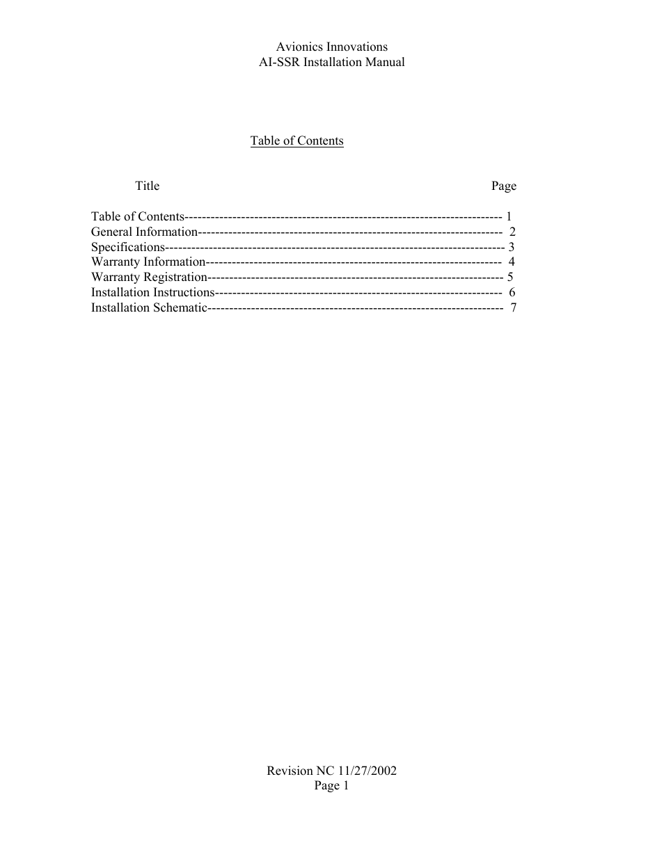 Avionics Innovations SSR (Panel Mounted Sirius Satellite Receiver) P/N: SSR019 Installation Manual User Manual | Page 2 / 9