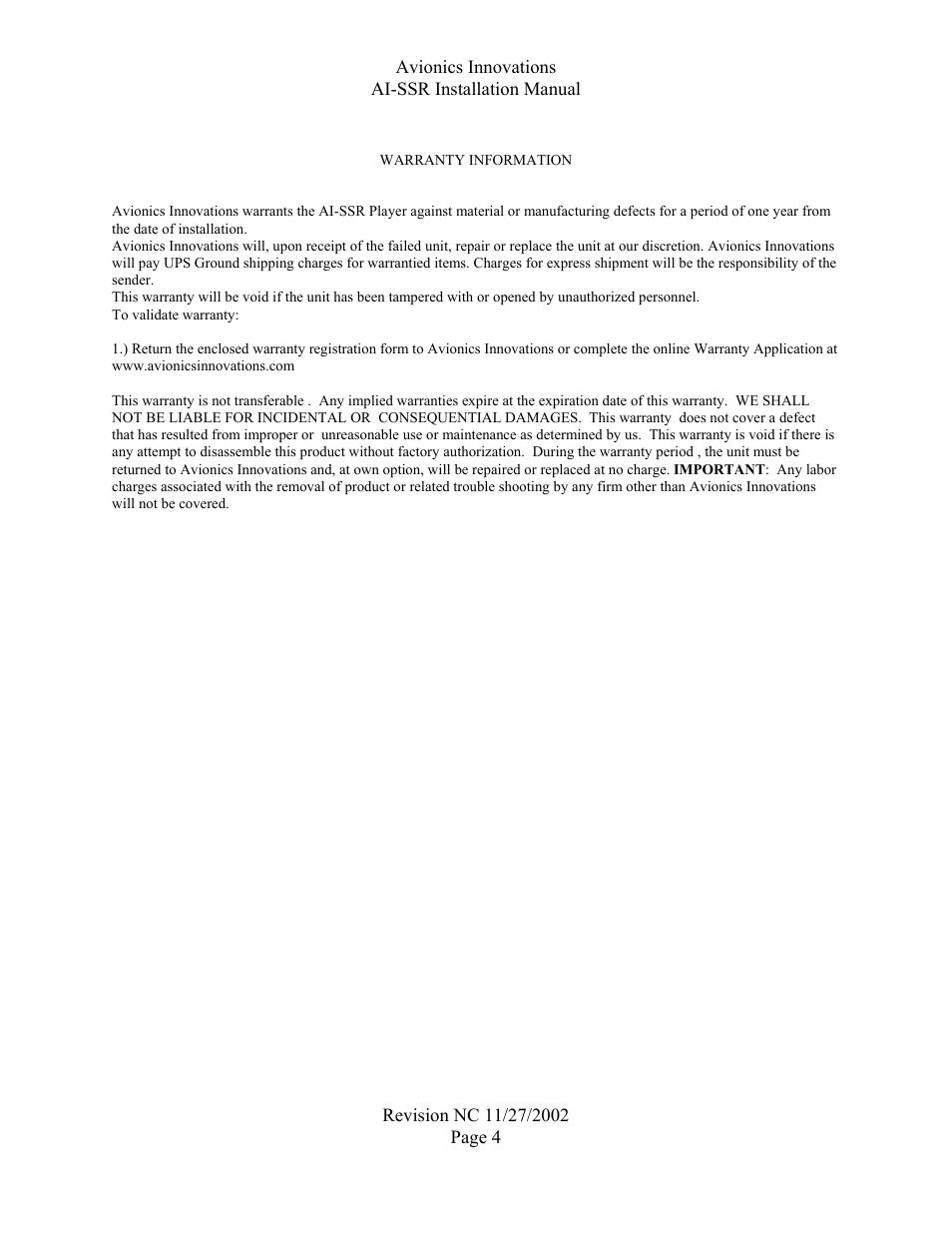 Avionics Innovations SSR (Panel Mounted Sirius Satellite Receiver) P/N: SSR019 Installation Manual User Manual | Page 5 / 9