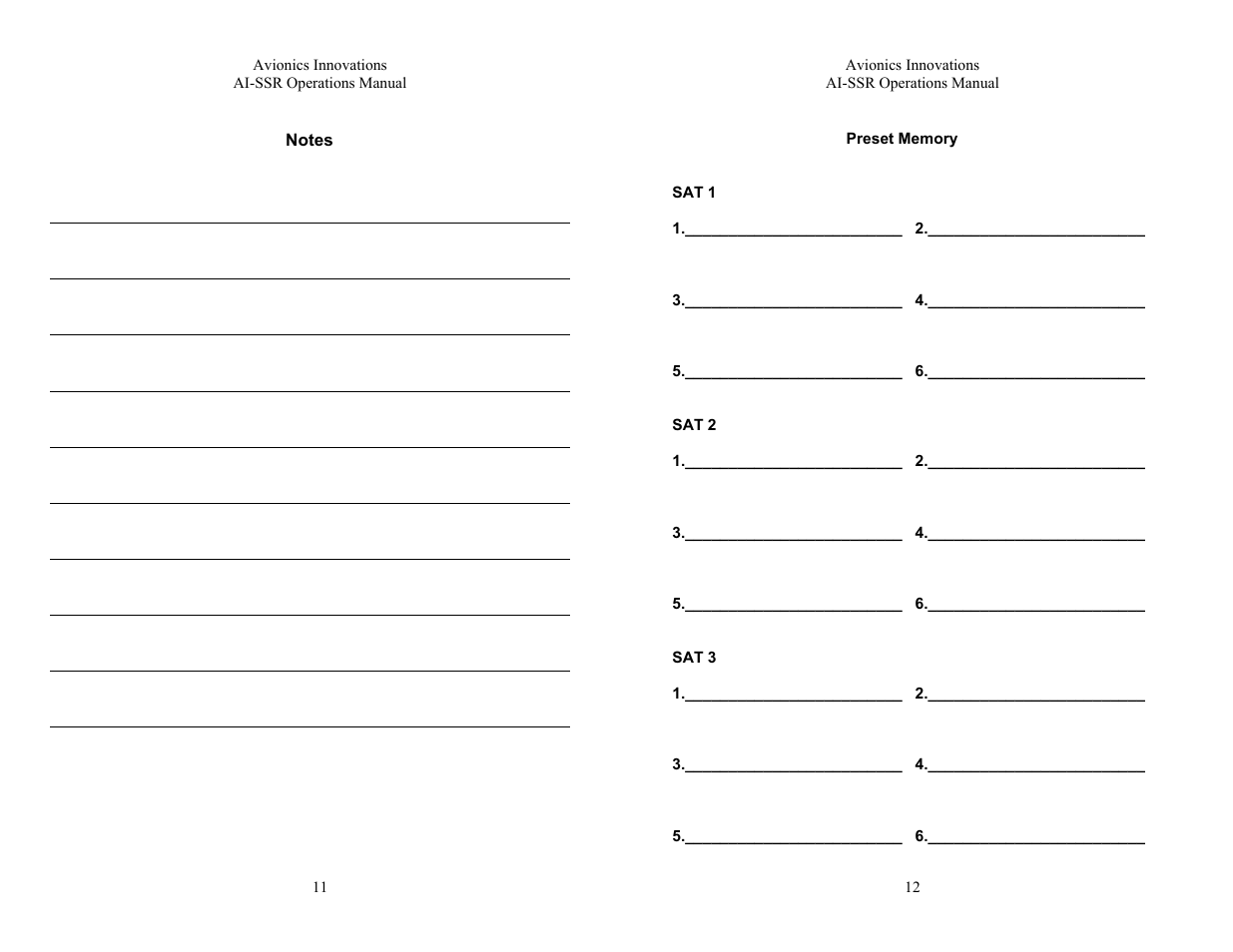 Avionics Innovations SSR (Panel Mounted Sirius Satellite Receiver) P/N: SSR019 Operation Manual User Manual | Page 7 / 7