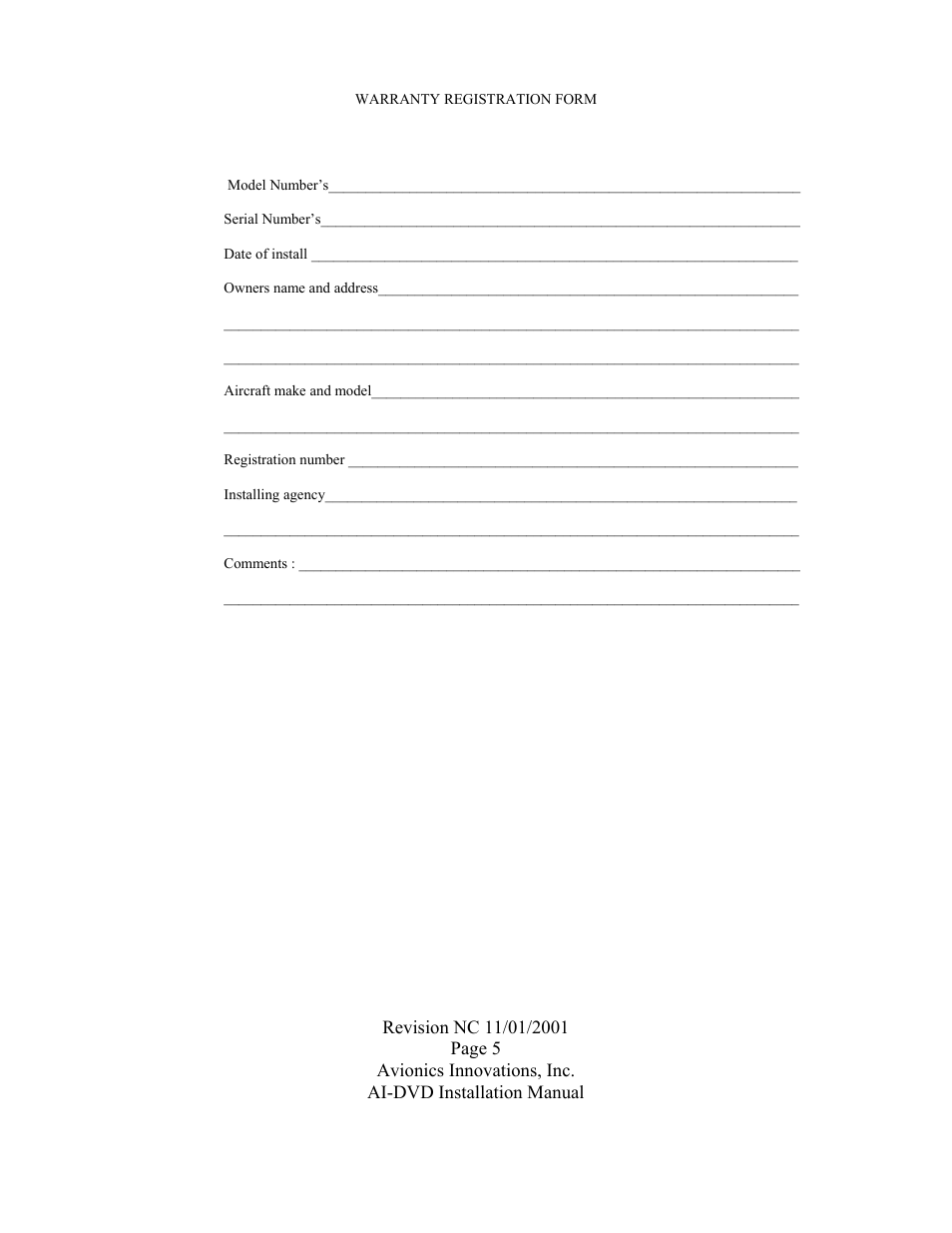 Avionics Innovations DVD/AM/FM Receiver P/N: AV2007 Installation Manual User Manual | Page 6 / 13