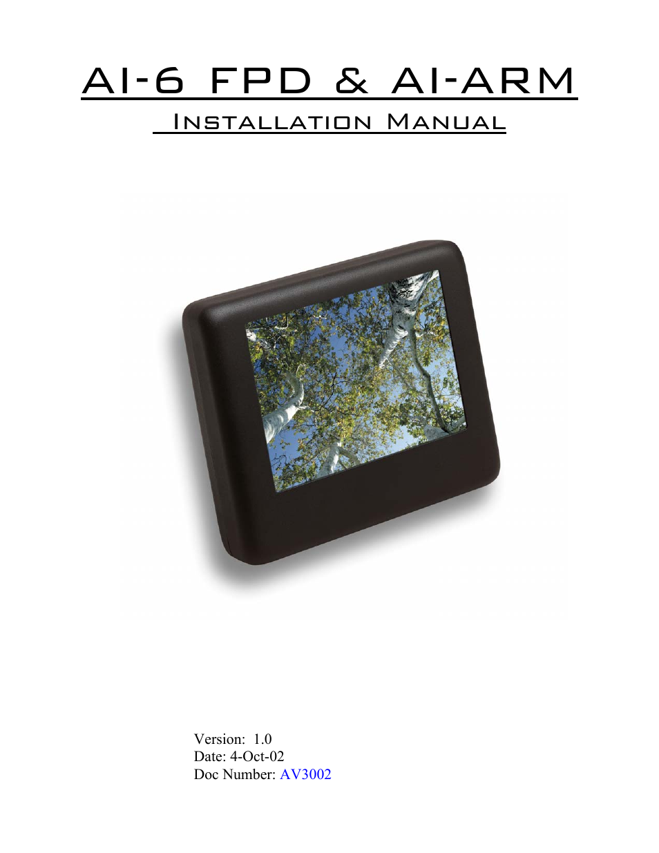 Avionics Innovations AI-FPD-6 with Arm User Manual | 12 pages