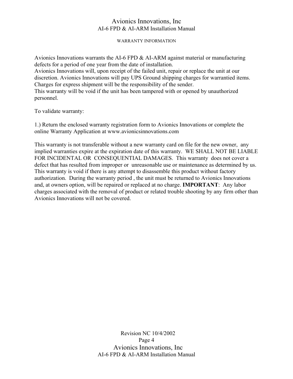 Avionics innovations, inc | Avionics Innovations AI-FPD-6 with Arm User Manual | Page 5 / 12