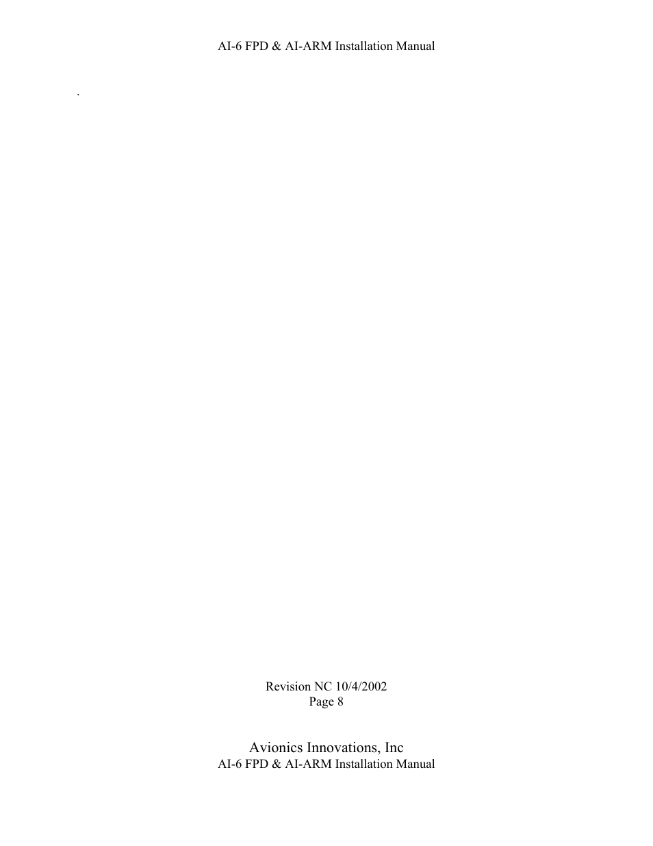 Ai-6 fpd & ai-arm installation manual, Avionics innovations, inc | Avionics Innovations AI-FPD-6 with Arm User Manual | Page 9 / 12