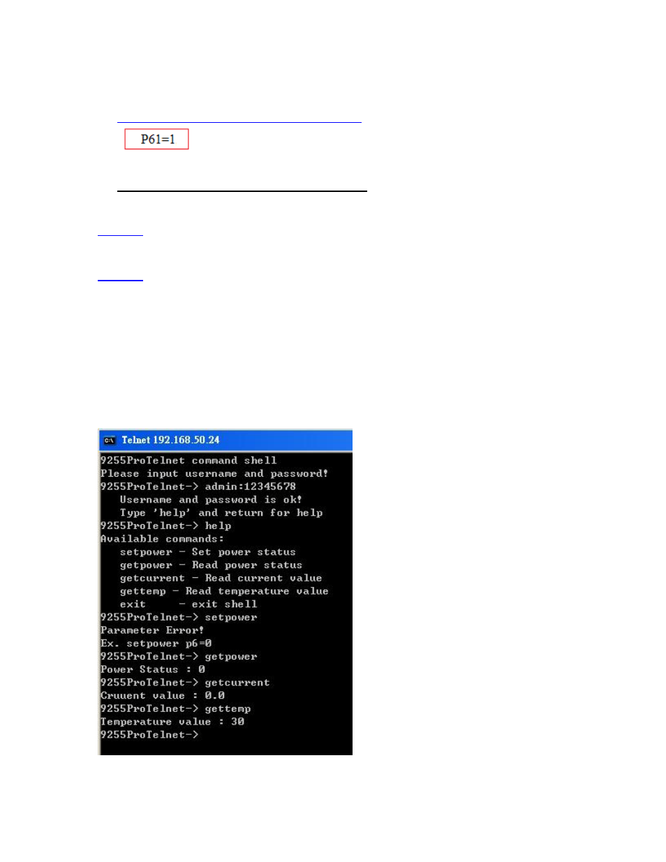 D.) read current & temperature command, Telnet commands, Urrent | Emperature, Ommand, Elnet, Ommands | Aviosys 9255Pro User Manual | Page 32 / 36