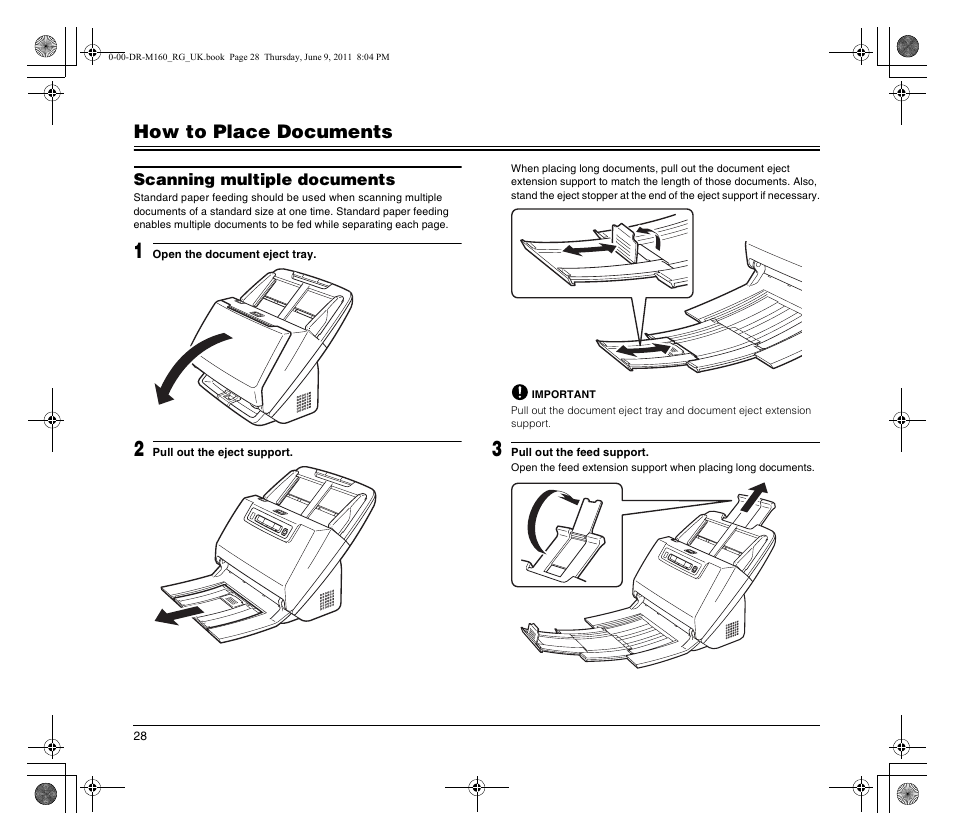 How to place documents | Canon DR-M160 User Manual | Page 28 / 56