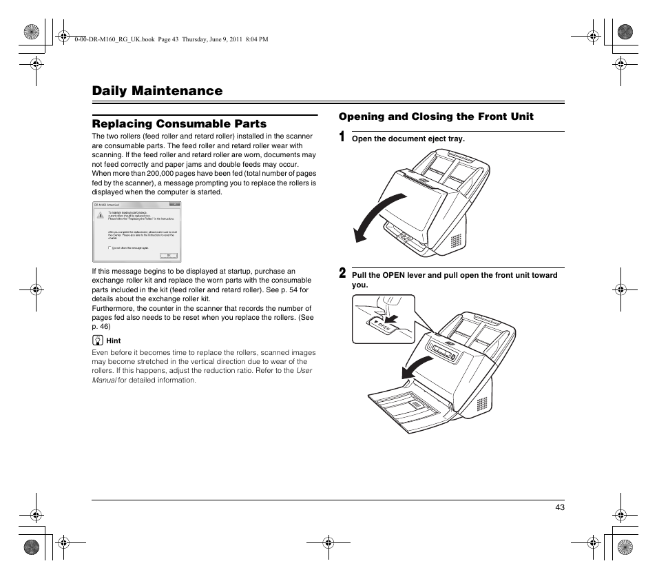 Daily maintenance | Canon DR-M160 User Manual | Page 43 / 56