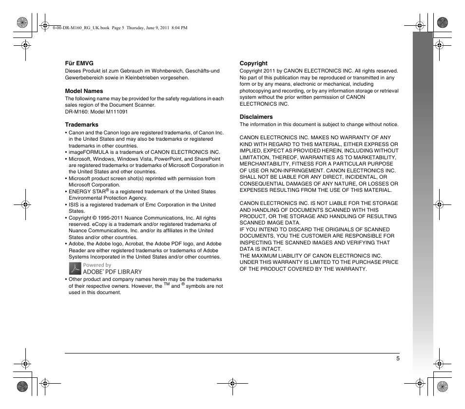 Canon DR-M160 User Manual | Page 5 / 56