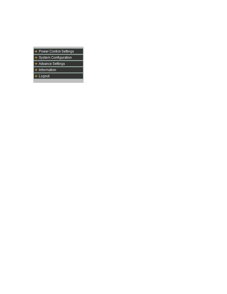 The control console, Power control settings, System configuration | Advance settings, Information, Log out | Aviosys 9258HP User Manual | Page 18 / 52