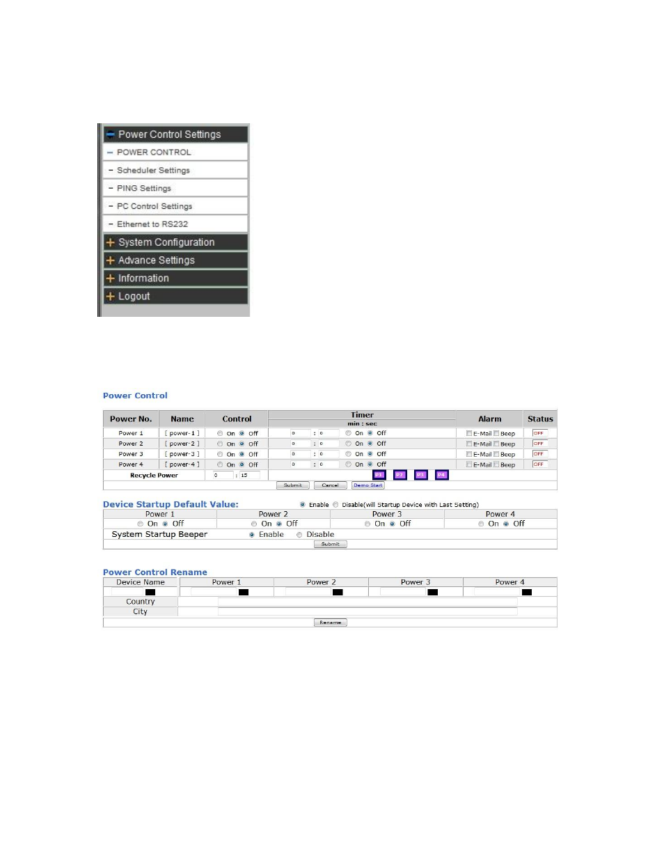 Power control settings, Power controls | Aviosys 9258HP User Manual | Page 19 / 52