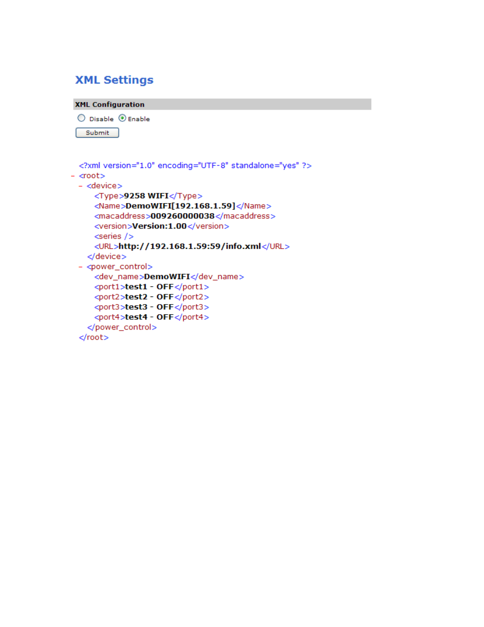 Xml information | Aviosys 9258HP User Manual | Page 47 / 52