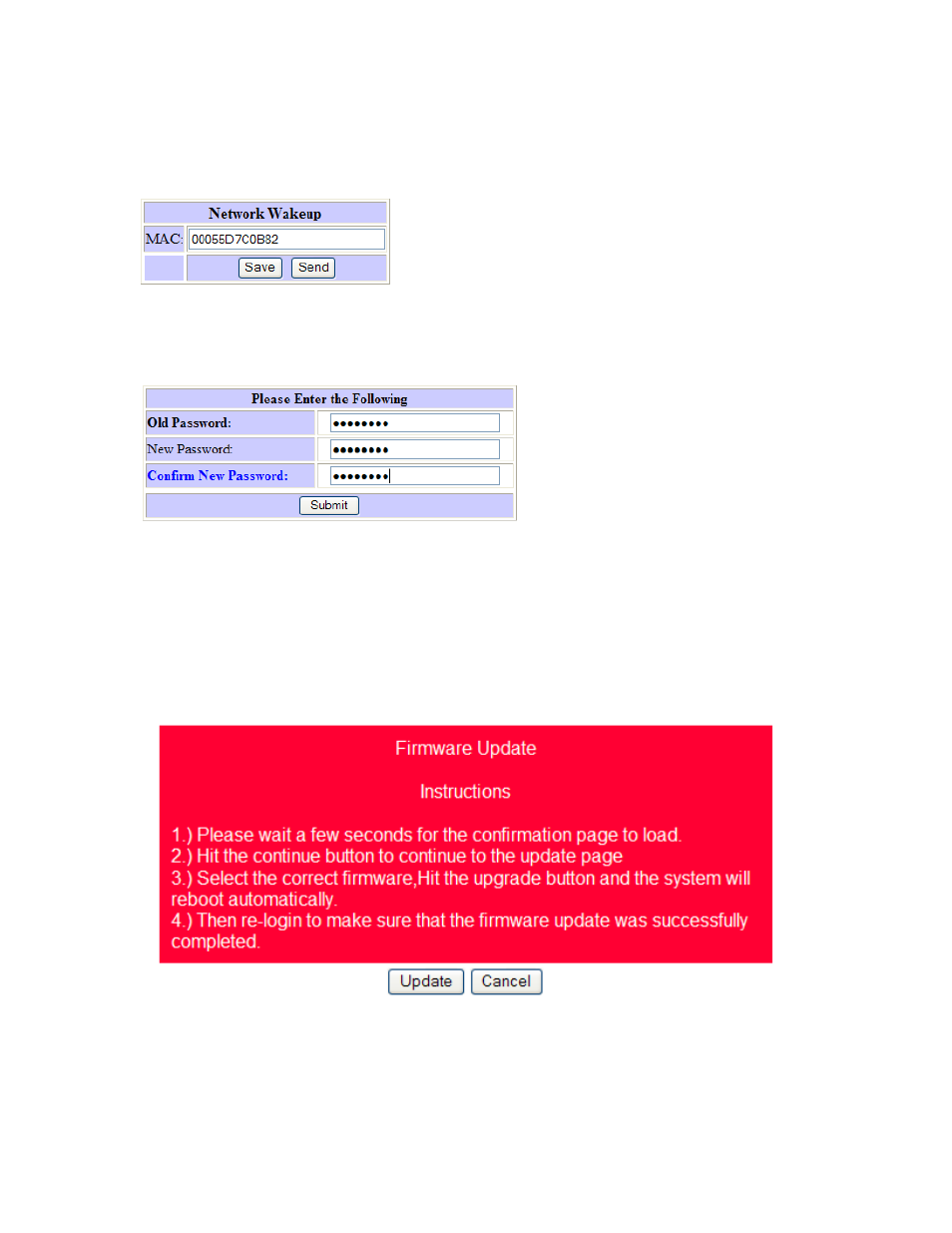 Network wakeup, Change password, Firmware update | Aviosys 9258DS User Manual | Page 27 / 38