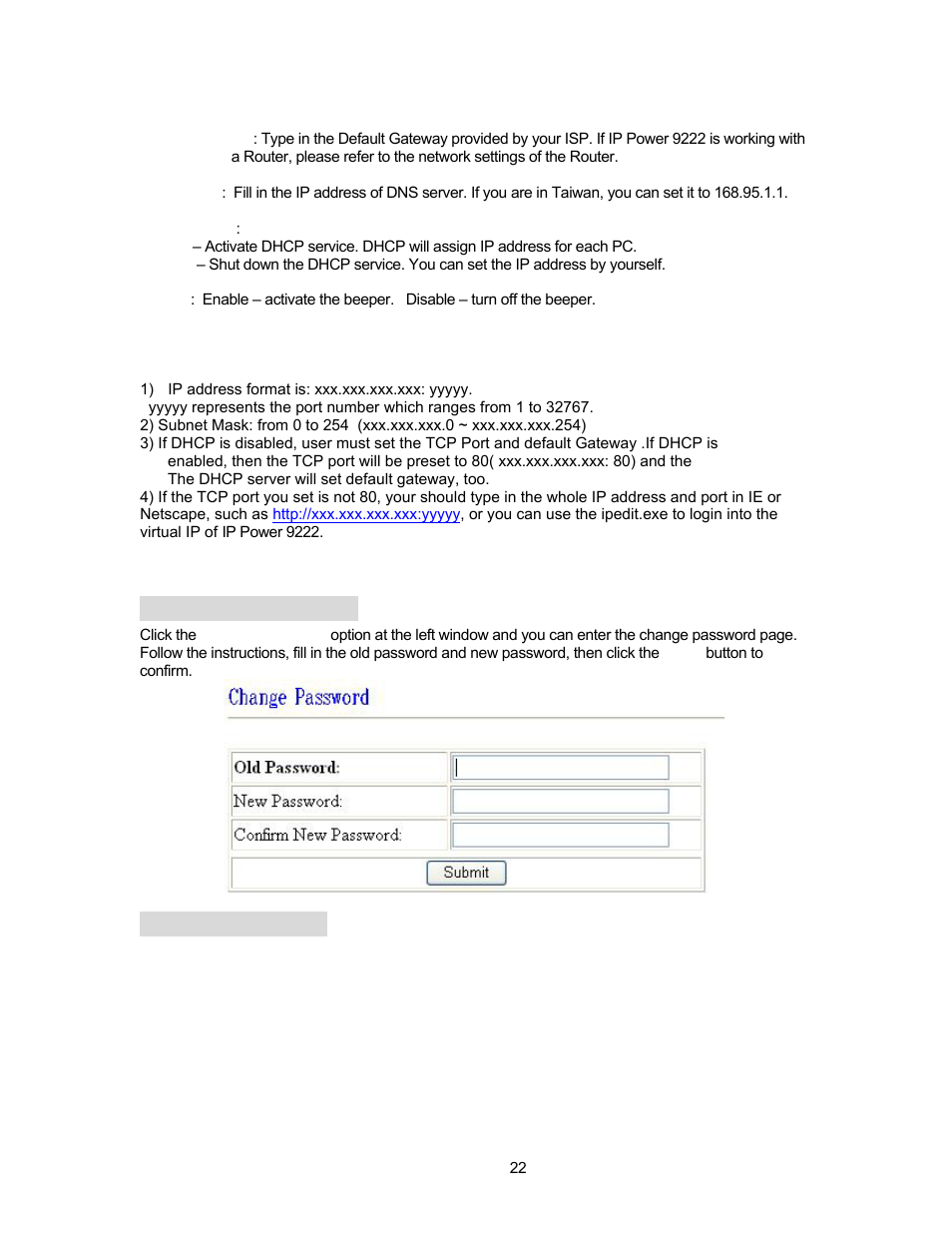 4 change password, 5 advance setup | Aviosys 9211 User Manual | Page 22 / 46