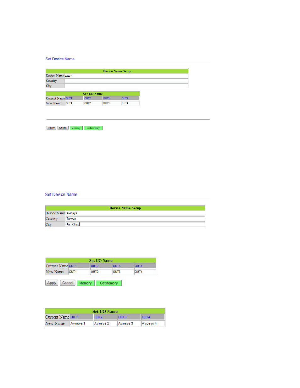 Efine, Device name setup, Set i/o name | Aviosys 9223K-D User Manual | Page 17 / 27