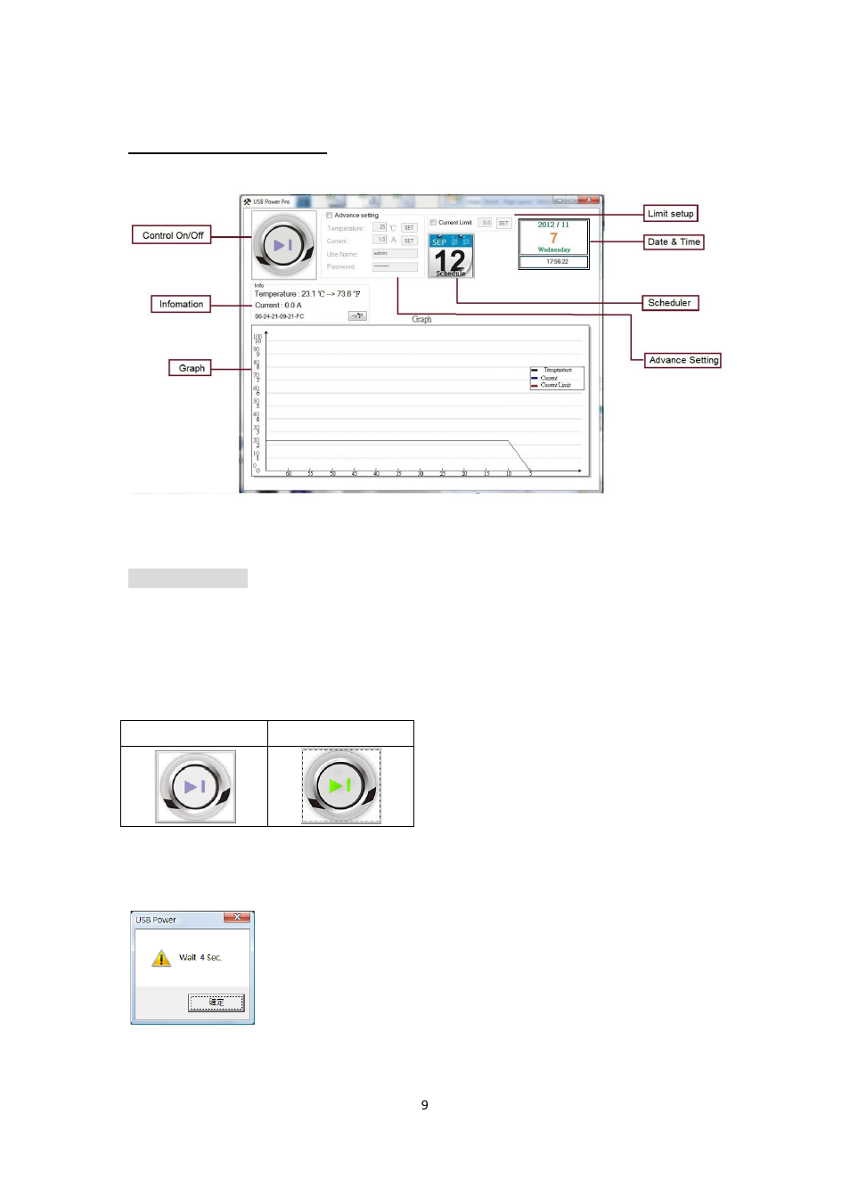 Software interface, Control on/off | Aviosys 8800Pro User Manual | Page 9 / 21