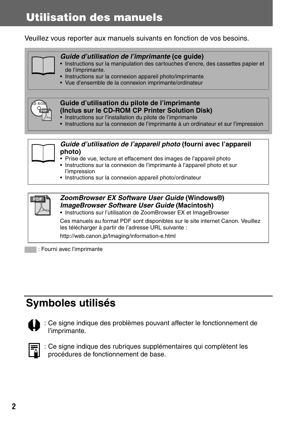 Utilisation des manuels symboles utilisés | Canon CDI-M113-010 User Manual | Page 103 / 154