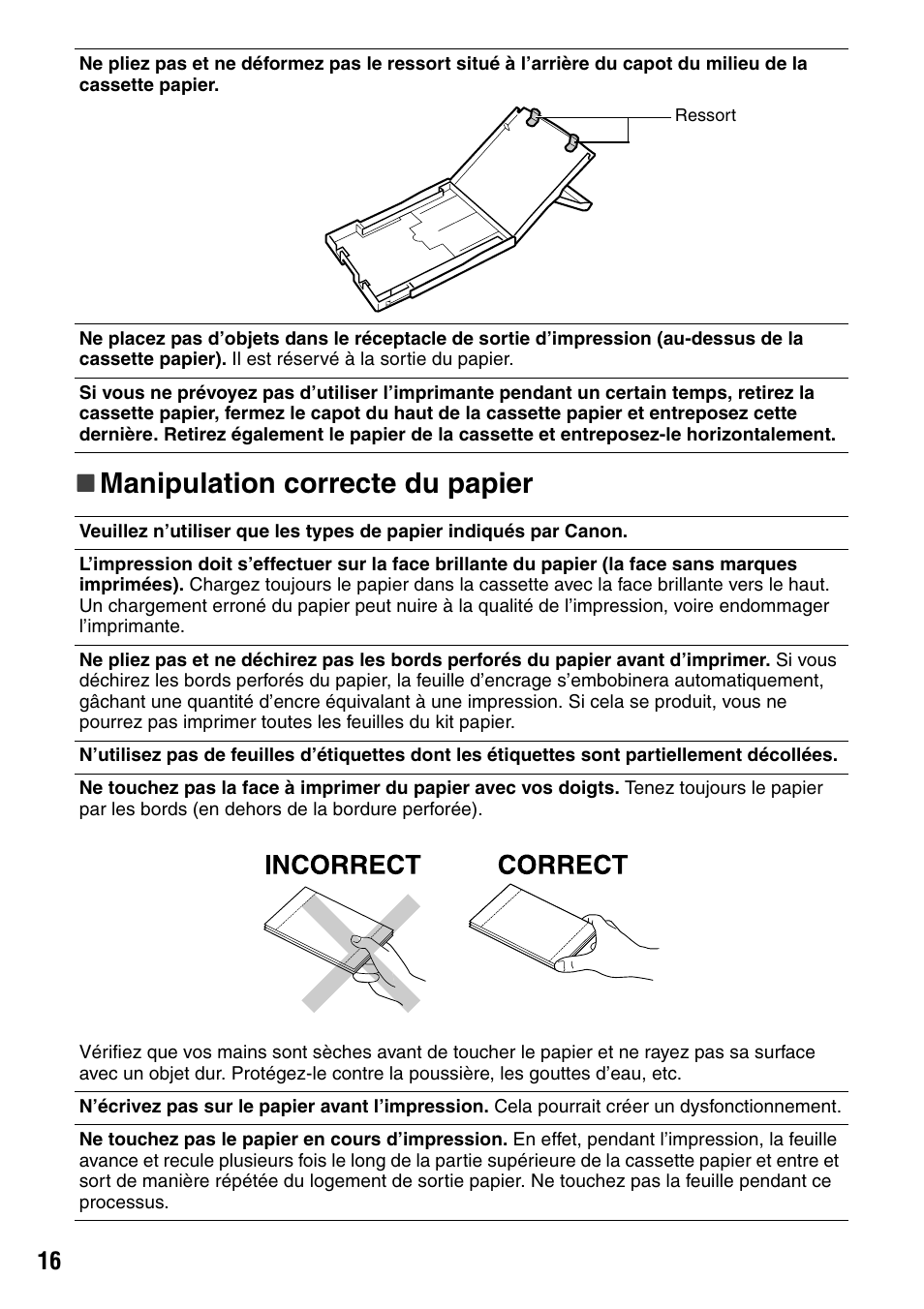 Manipulation correcte du papier | Canon CDI-M113-010 User Manual | Page 117 / 154