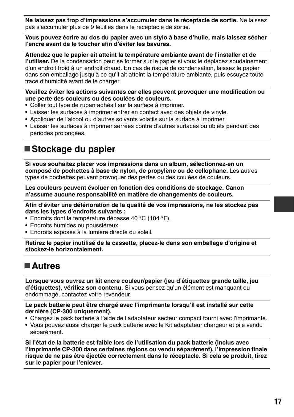 Stockage du papier     autres | Canon CDI-M113-010 User Manual | Page 118 / 154