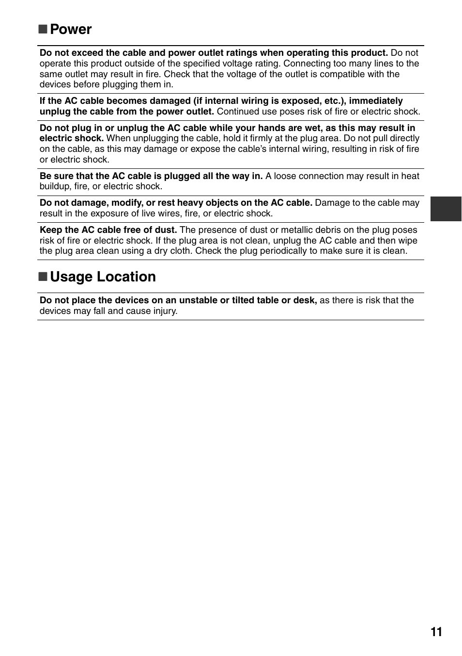 Power     usage location | Canon CDI-M113-010 User Manual | Page 12 / 154