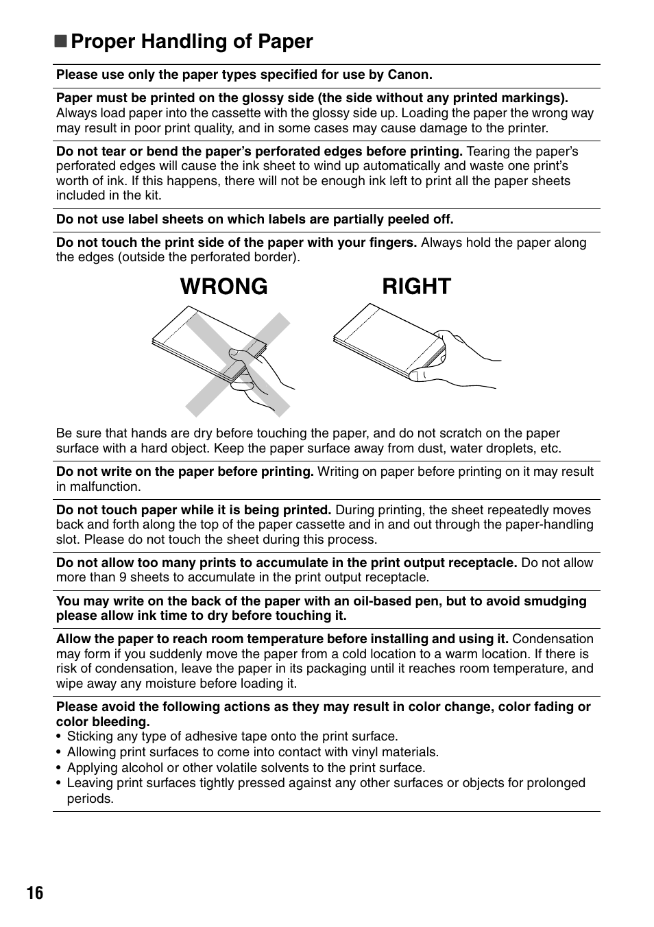 Proper handling of paper | Canon CDI-M113-010 User Manual | Page 17 / 154