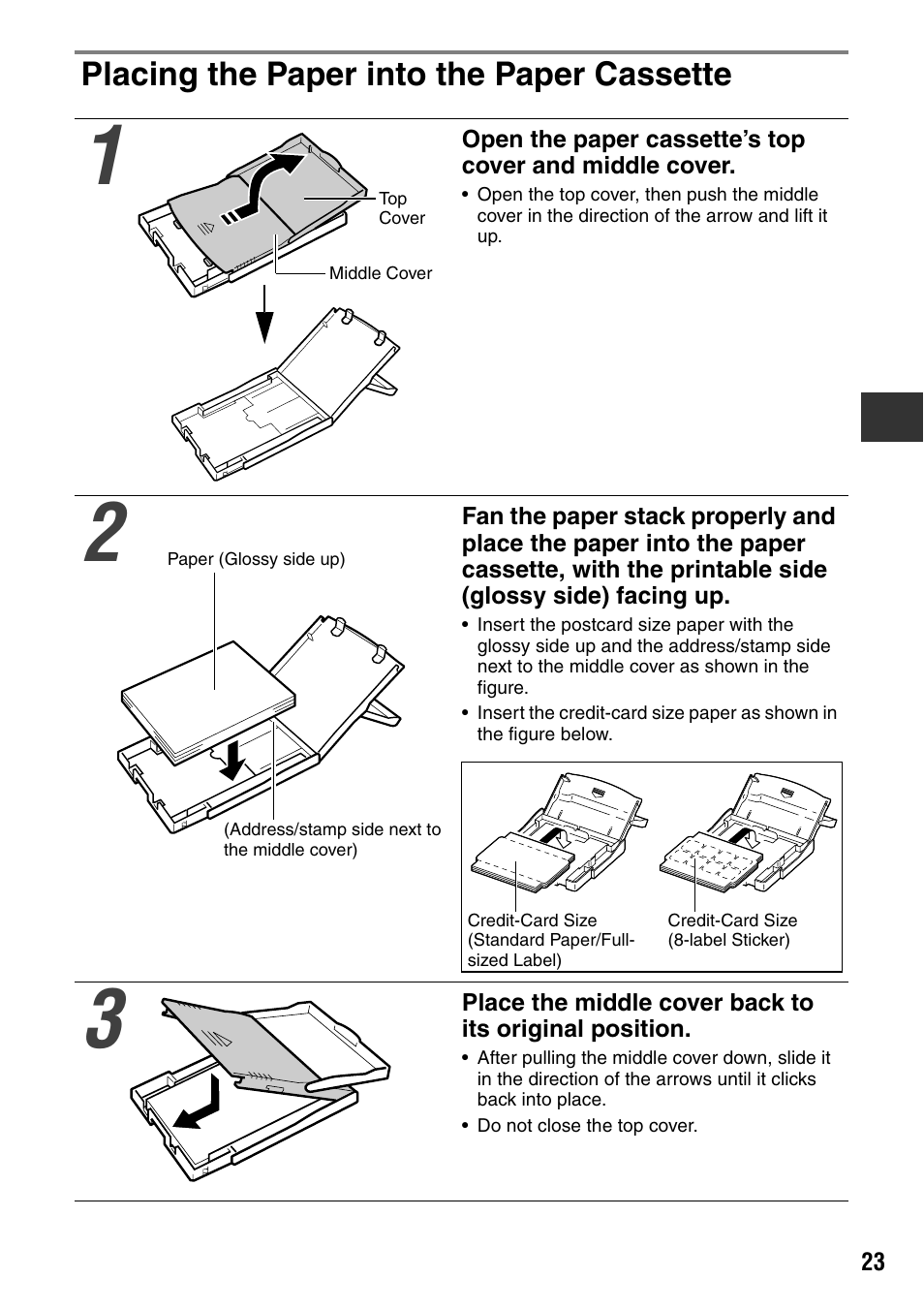 Placing the paper into the paper cassette | Canon CDI-M113-010 User Manual | Page 24 / 154