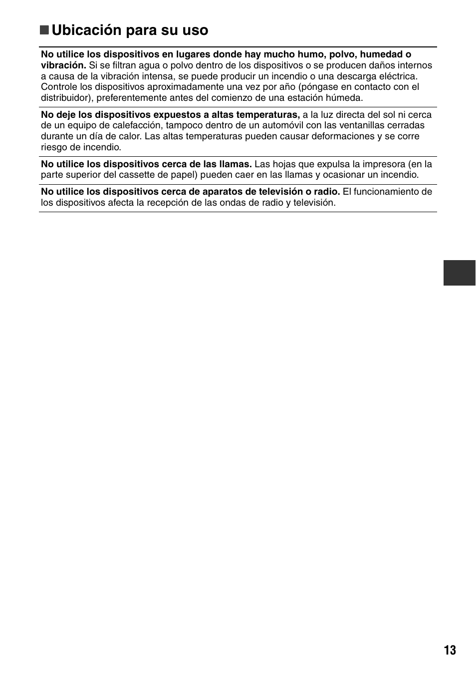 Ubicación para su uso | Canon CDI-M113-010 User Manual | Page 64 / 154
