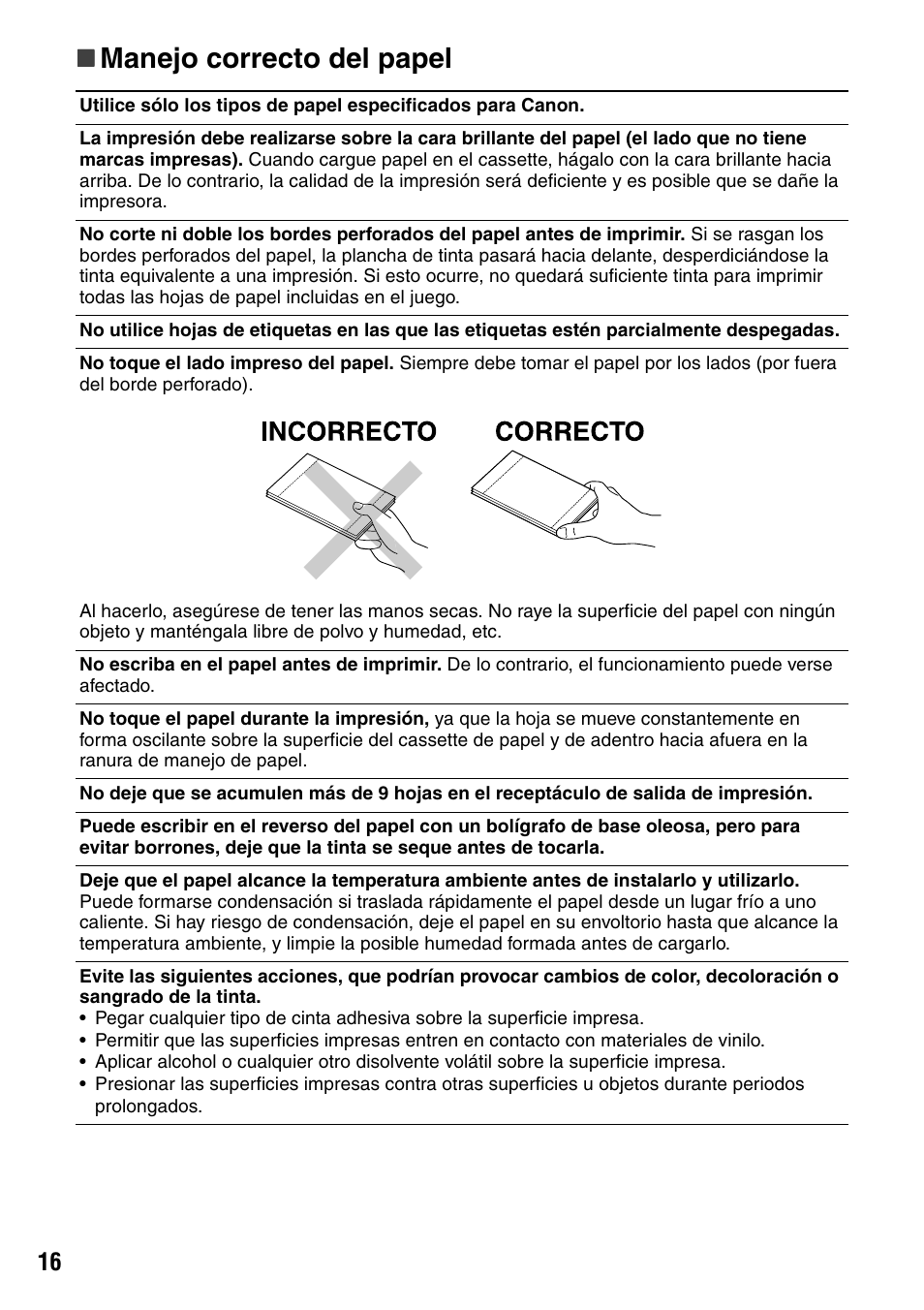 Manejo correcto del papel | Canon CDI-M113-010 User Manual | Page 67 / 154