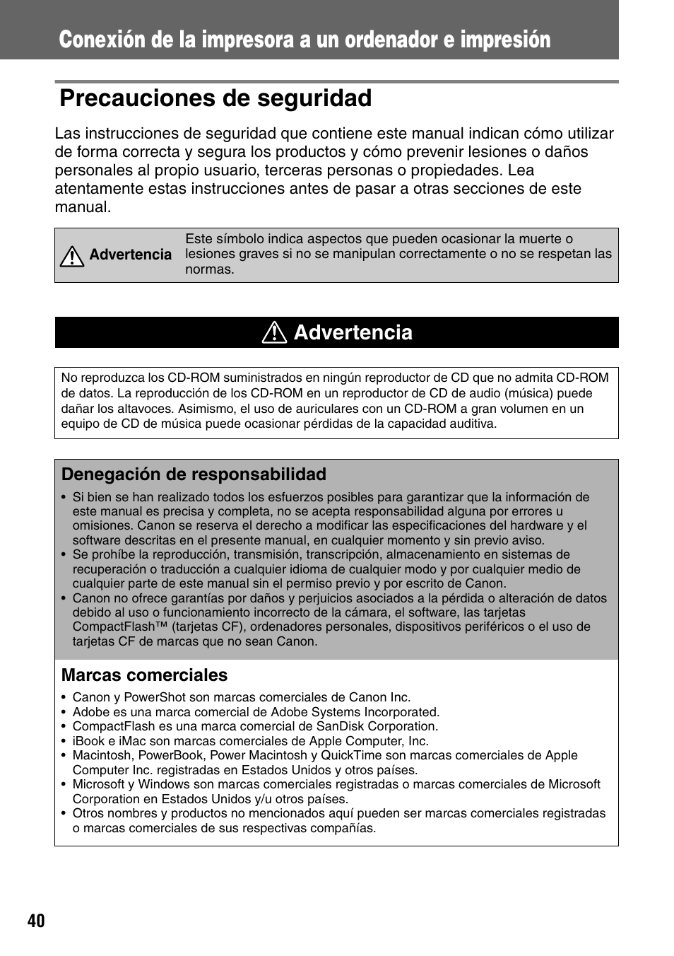 Advertencia | Canon CDI-M113-010 User Manual | Page 91 / 154