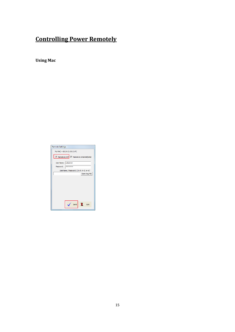Controlling power remotely, Using mac | Aviosys 8800 User Manual | Page 15 / 19