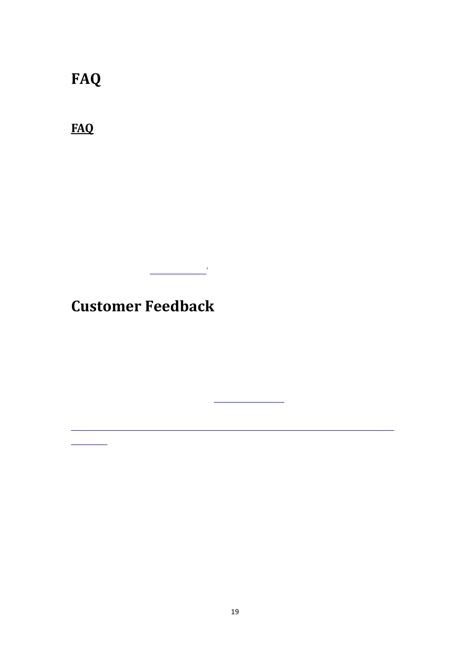 Customer feedback | Aviosys 8800 User Manual | Page 19 / 19