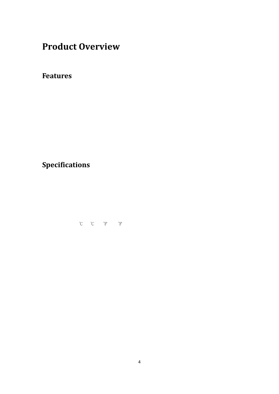 Product overview, Features, Specifications | Aviosys 8800 User Manual | Page 4 / 19