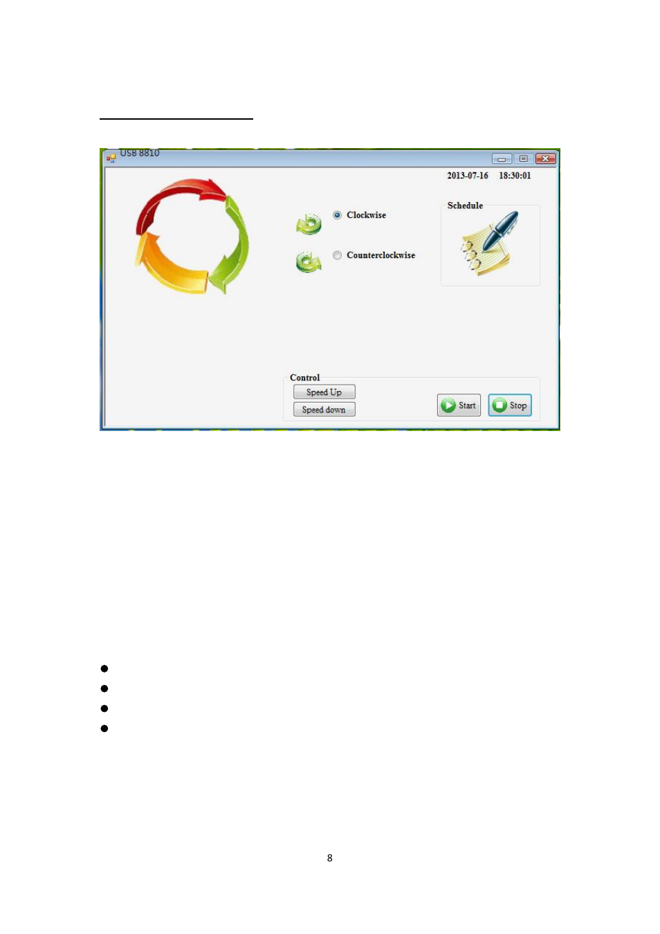 Software interface, Clockwise, Counter clockwise | Control | Aviosys 8810-D User Manual | Page 8 / 12