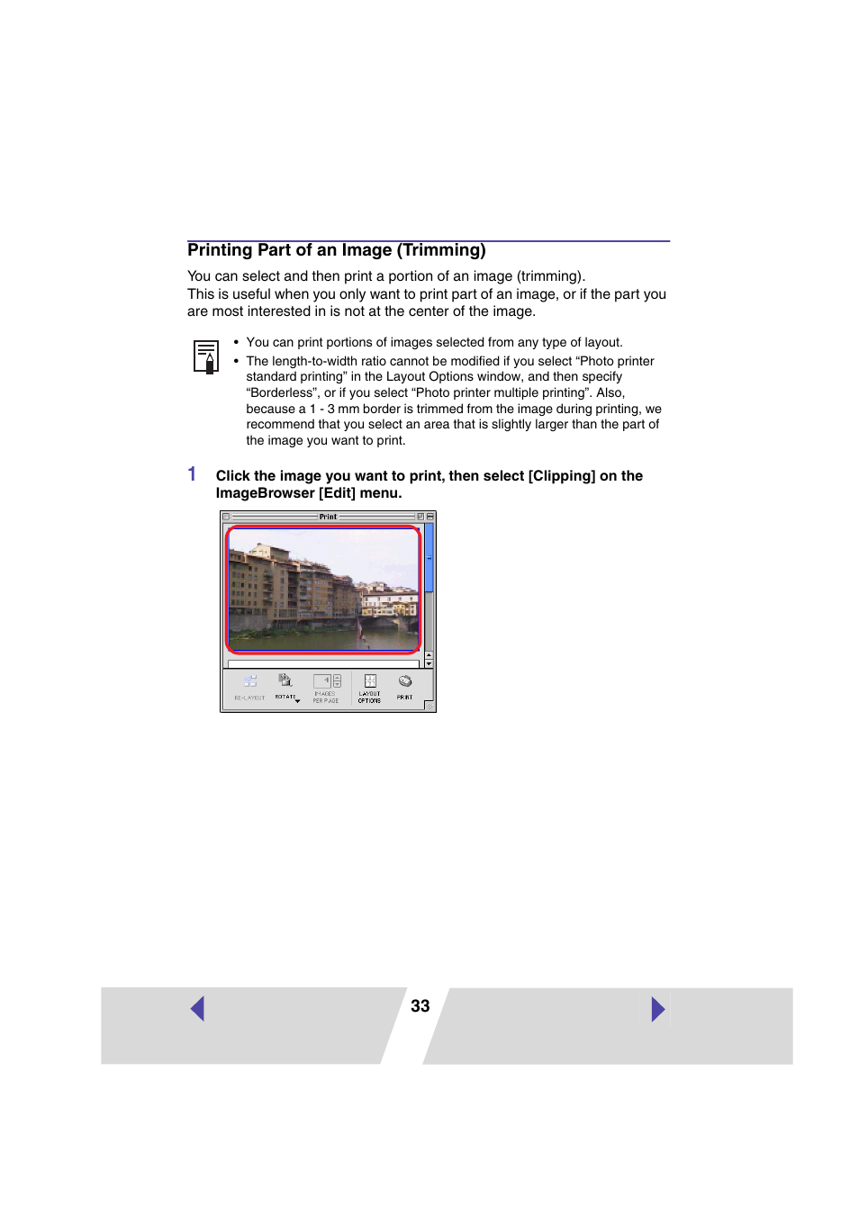 Printing part of an image (trimming) | Canon CP-330 User Manual | Page 33 / 64