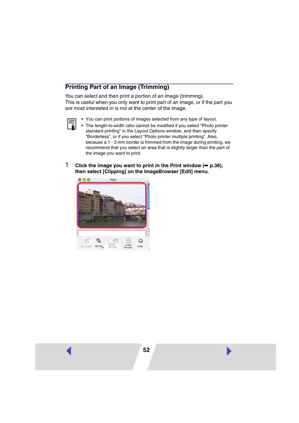 Printing part of an image (trimming) | Canon CP-330 User Manual | Page 52 / 64