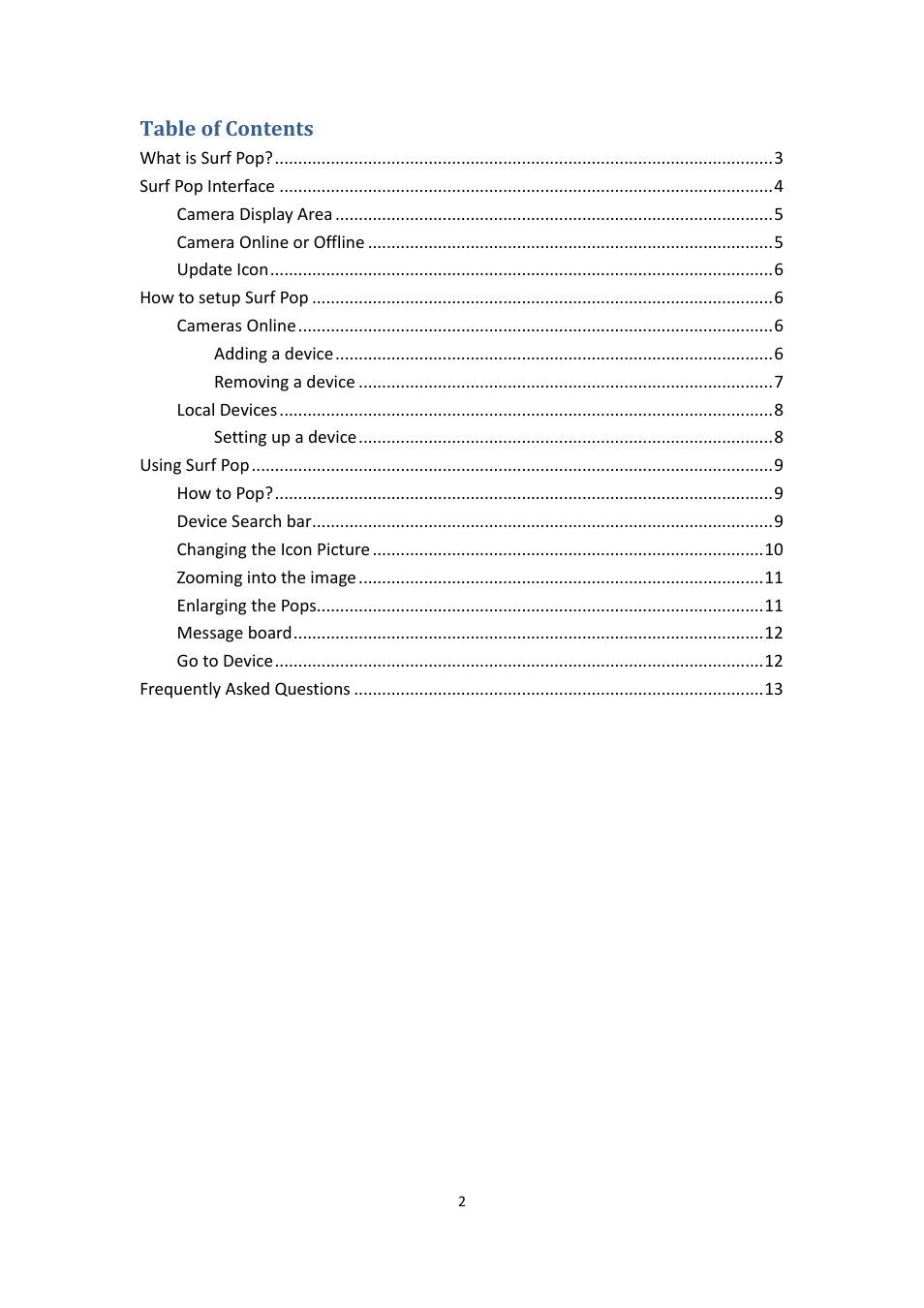 Aviosys Surf PoP Beta User Manual | Page 2 / 13