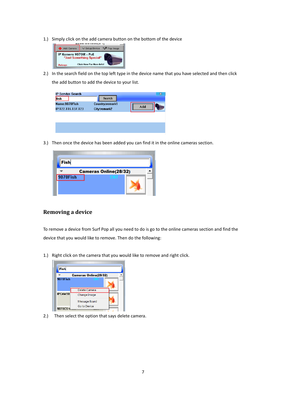 Removing a device | Aviosys Surf PoP Beta User Manual | Page 7 / 13