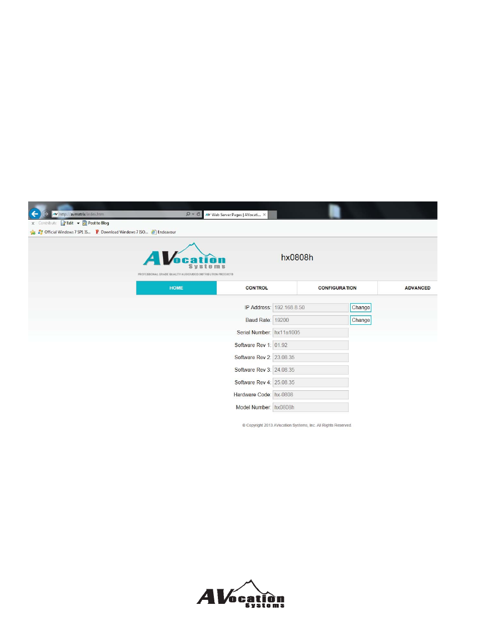 Using usb, Accessing the web interface for setup features | AVocation Systems HX-0808HA/8 User Manual | Page 7 / 31