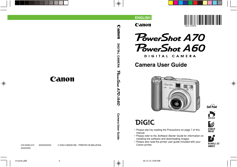 Canon A70 User Manual | 231 pages