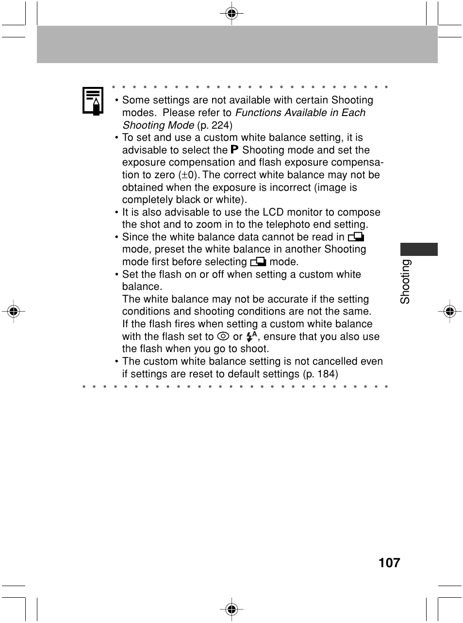 Shooting, Functions available in each shooting mode | Canon A70 User Manual | Page 112 / 231