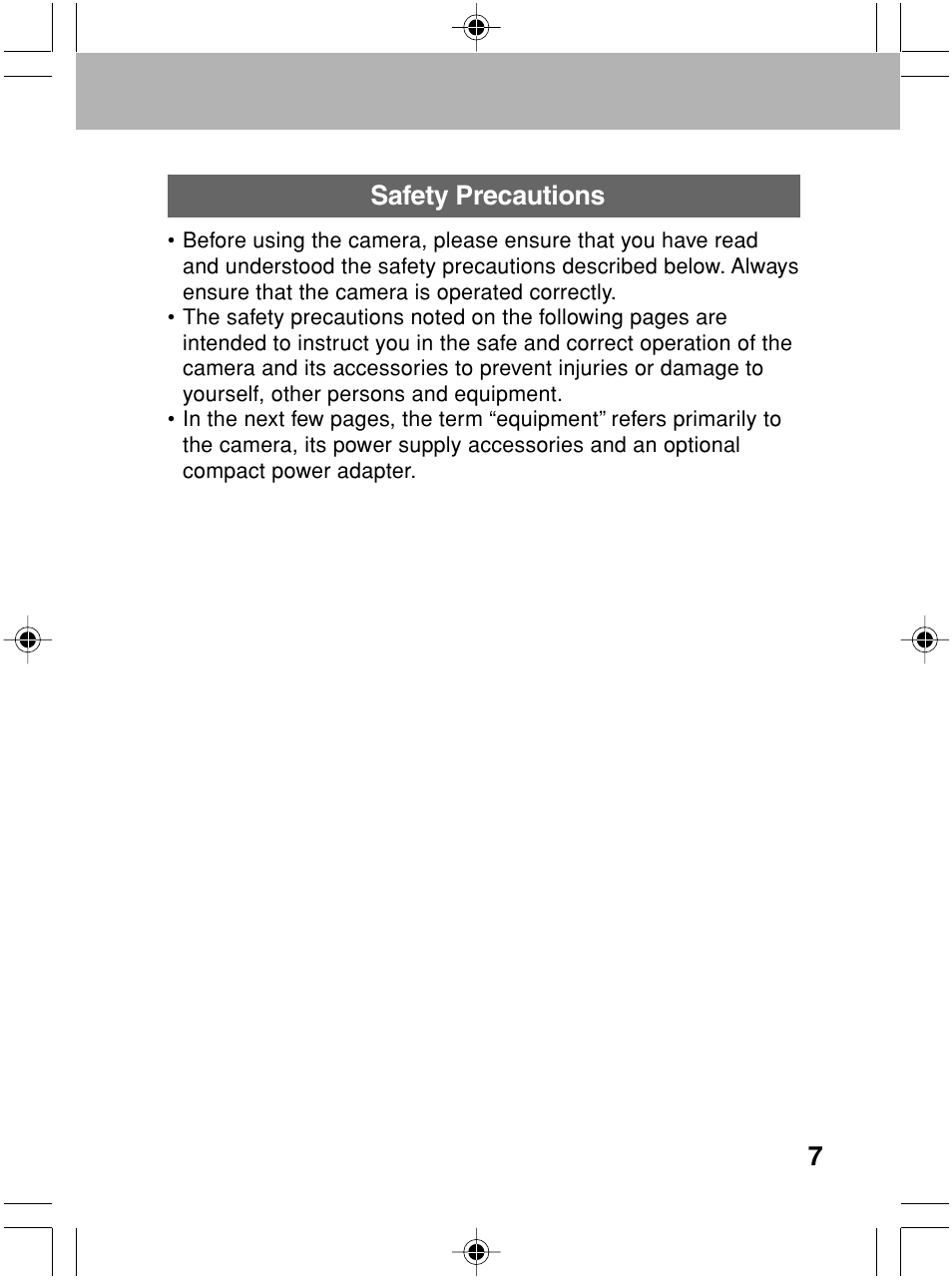 7safety precautions | Canon A70 User Manual | Page 12 / 231