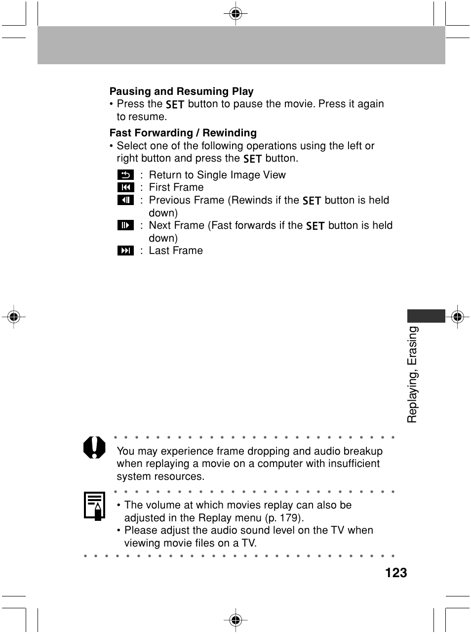 Repla ying, er asing | Canon A70 User Manual | Page 128 / 231