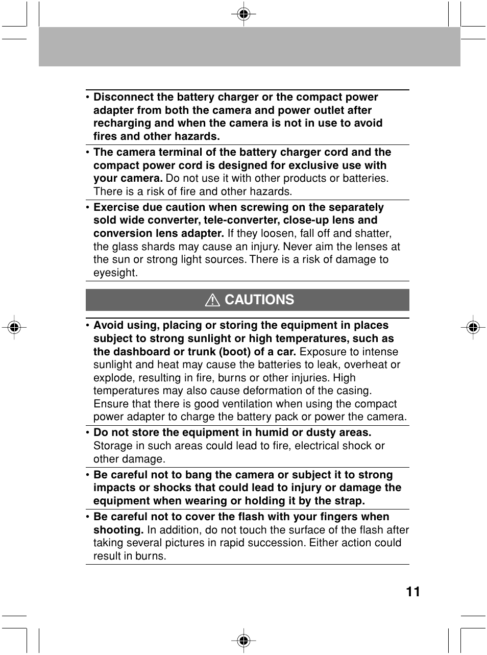 Cautions | Canon A70 User Manual | Page 16 / 231