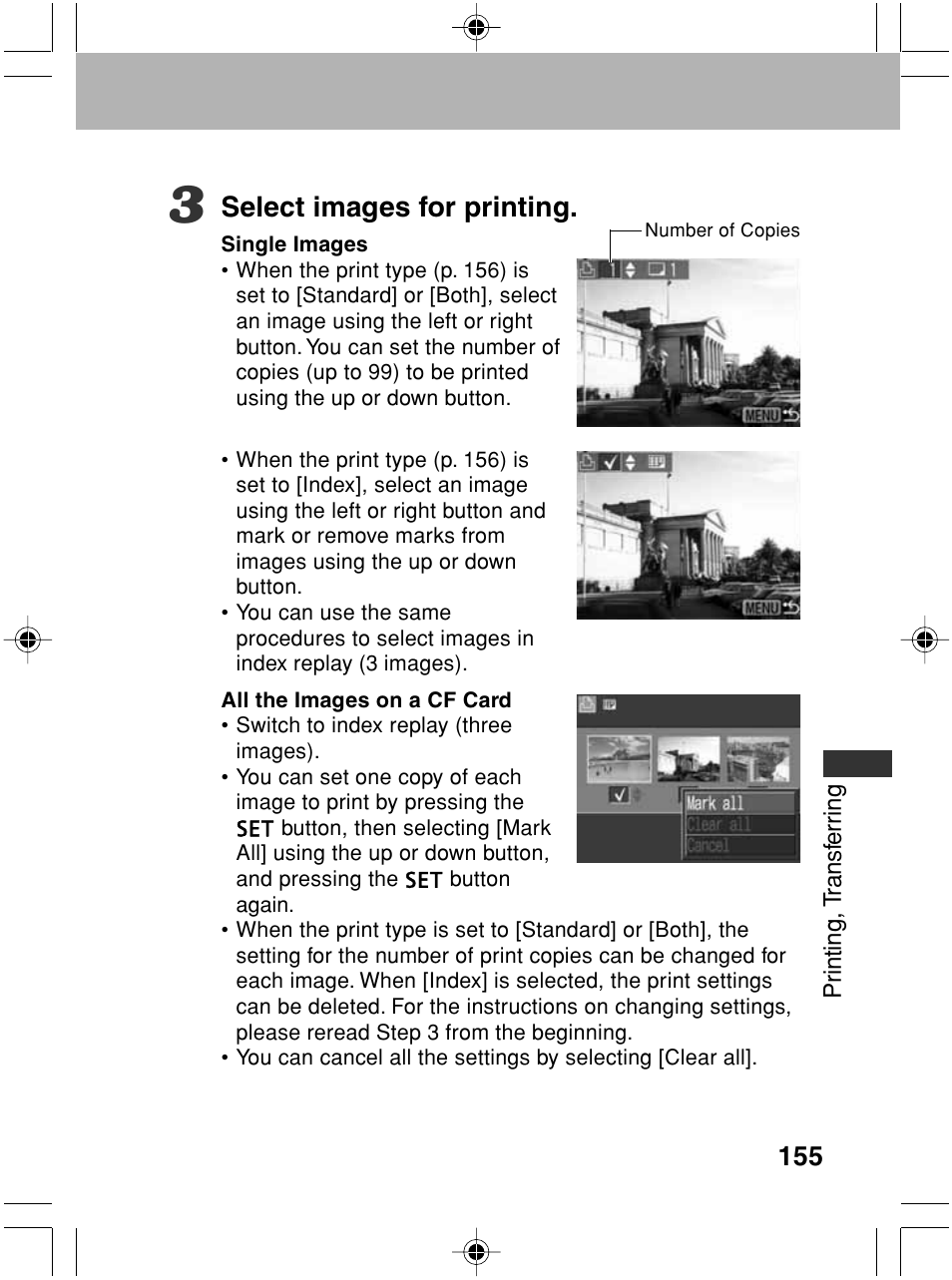 Select images for printing | Canon A70 User Manual | Page 160 / 231