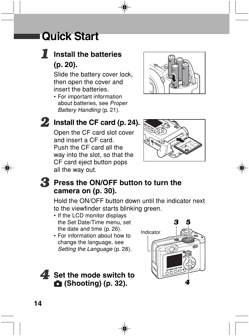 Quick start | Canon A70 User Manual | Page 19 / 231